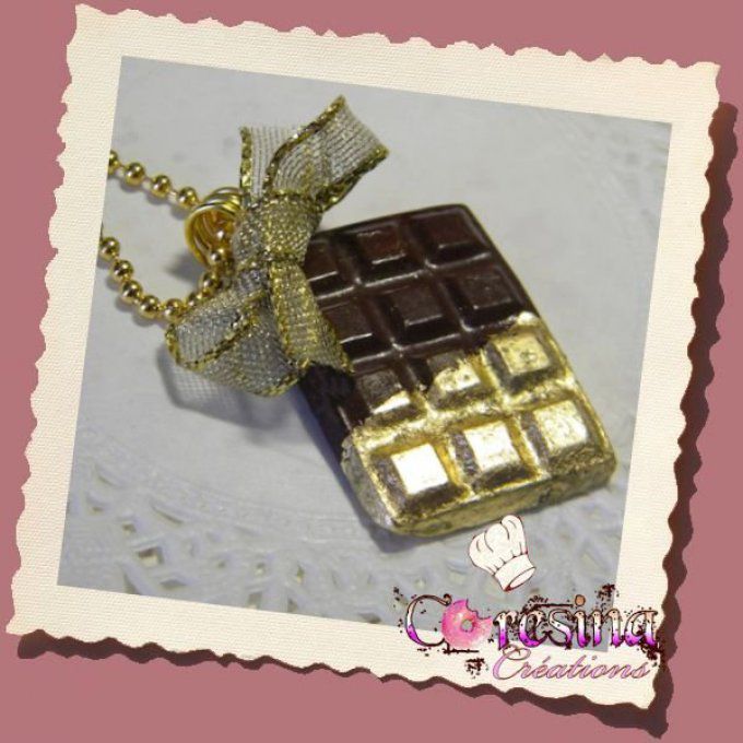 collier "tablette chocolat noir gold"