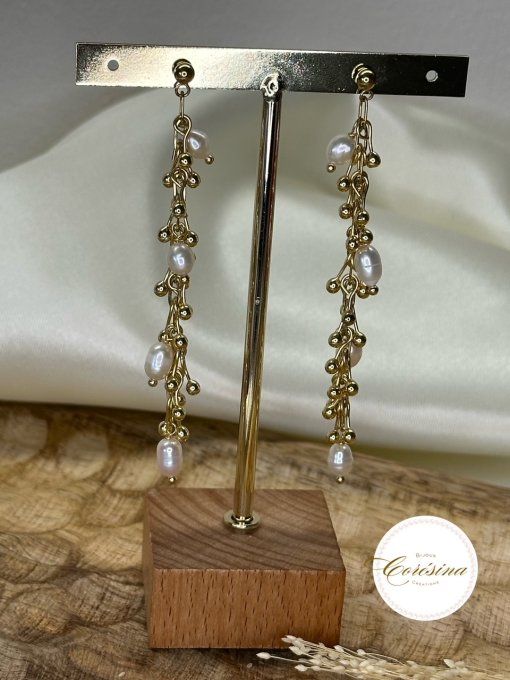 Boucles d'oreilles cascade de perles 