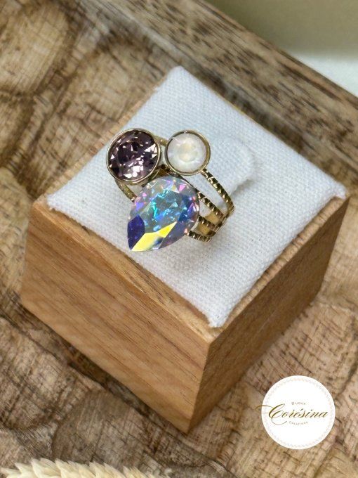 Bague Swarovski-Blanc Violet 