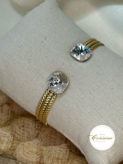 Jonc acier inoxydable et Swarovski 