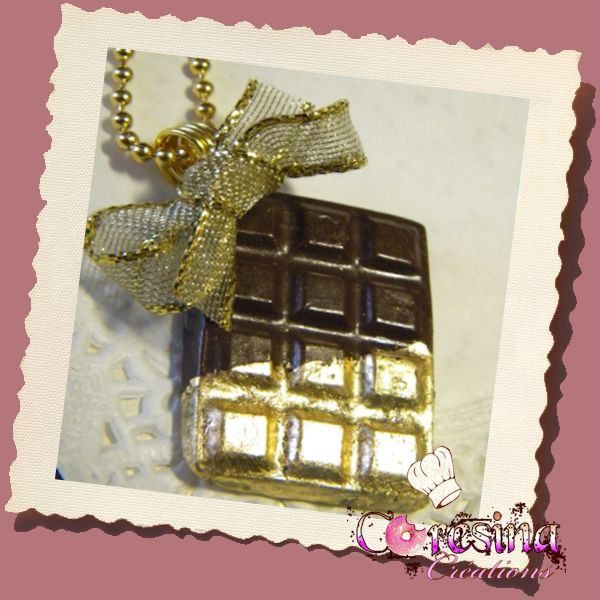 collier "tablette chocolat noir gold"