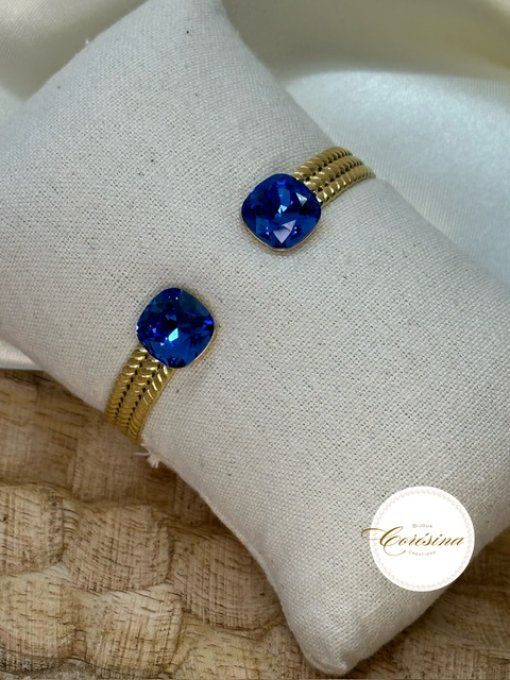 Jonc acier inoxydable et Swarovski 