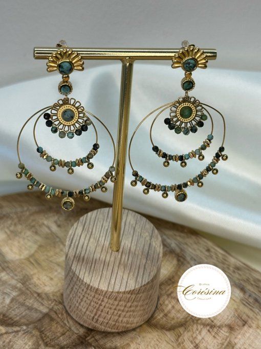 Boucles d'oreilles Venda turquoise africaine 