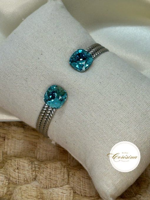 Jonc acier inoxydable et Swarovski 