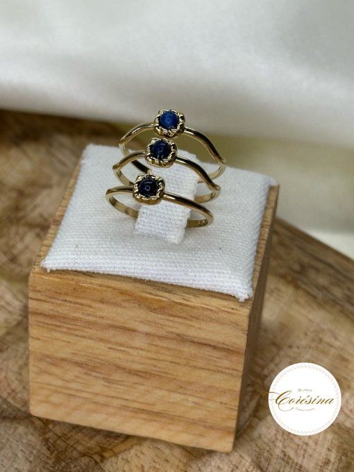 Bague 3 rangs Lapis lazuli