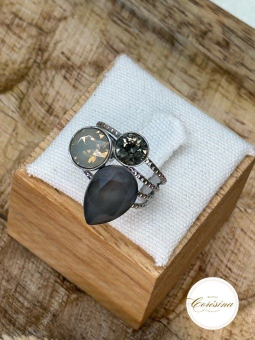 Bague argenté Swarovski -Gris 