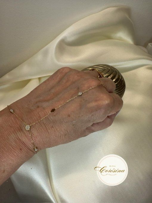 Bague chaine strass 