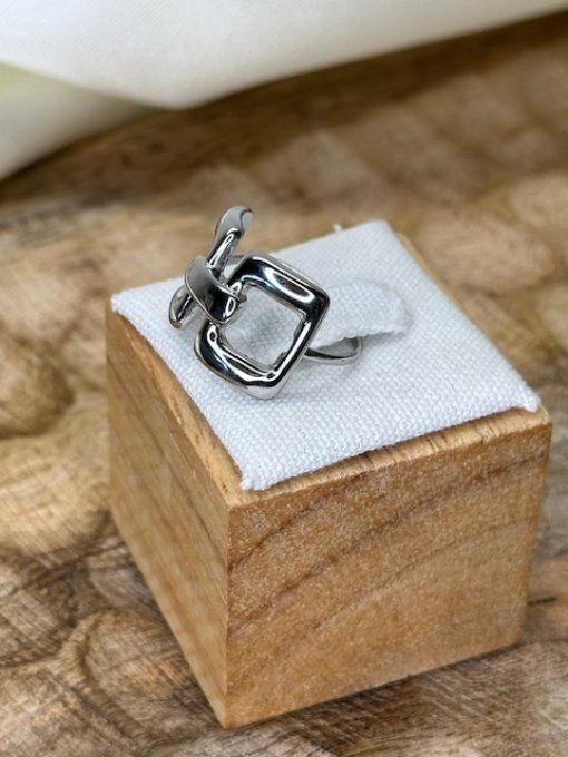 Bague maille carrée  argenté