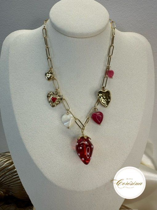 Collier fraise Coeur 