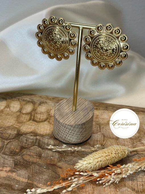 Boucles d'oreilles Bouclier doré 