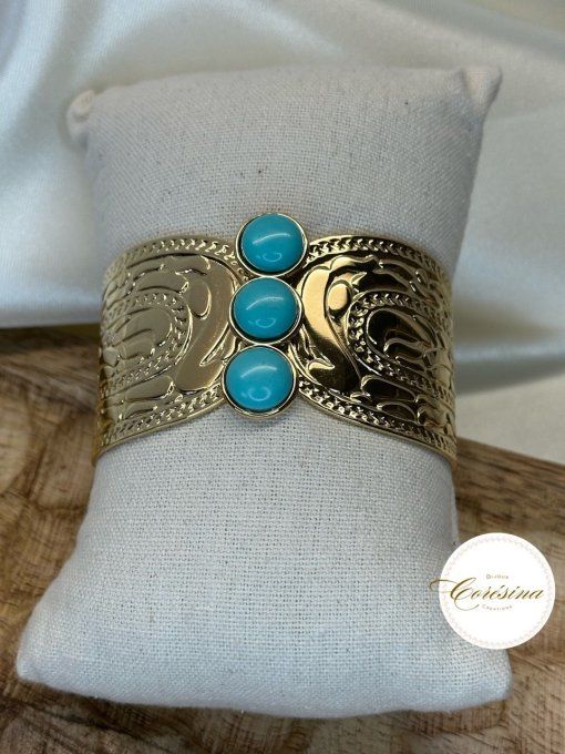 Manchette Ethnique Howlite bleue