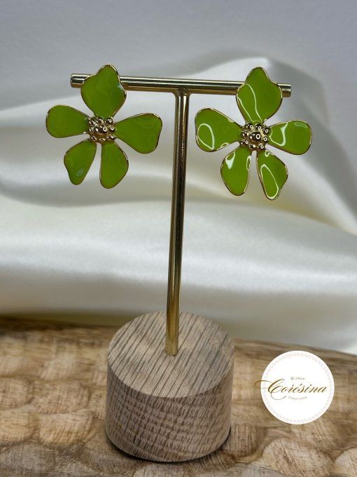 Boucles d'oreilles fleur couleur au choix 