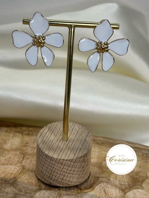 Boucles d'oreilles fleur couleur au choix 