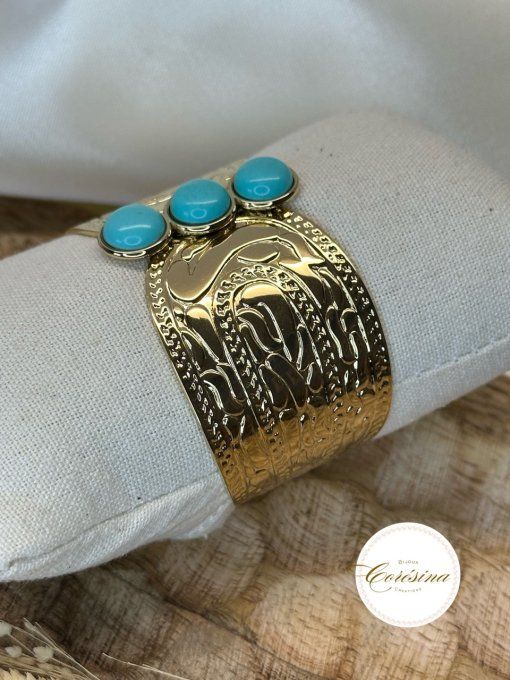 Manchette Ethnique Howlite bleue