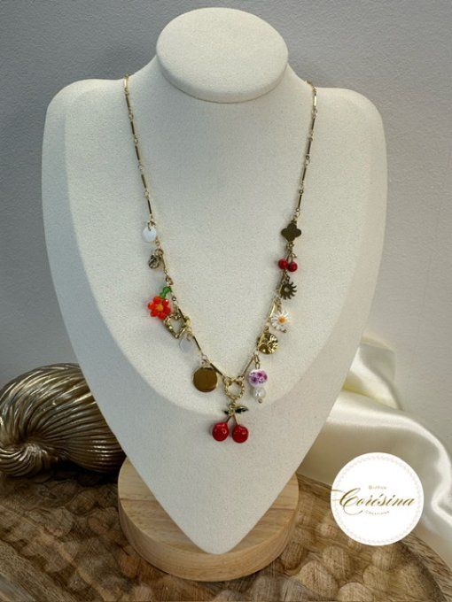 Collier Breloques Cerise 