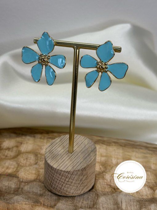 Boucles d'oreilles fleur couleur au choix 