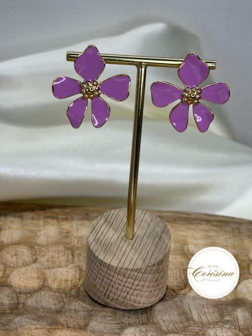 Boucles d'oreilles fleur couleur au choix 