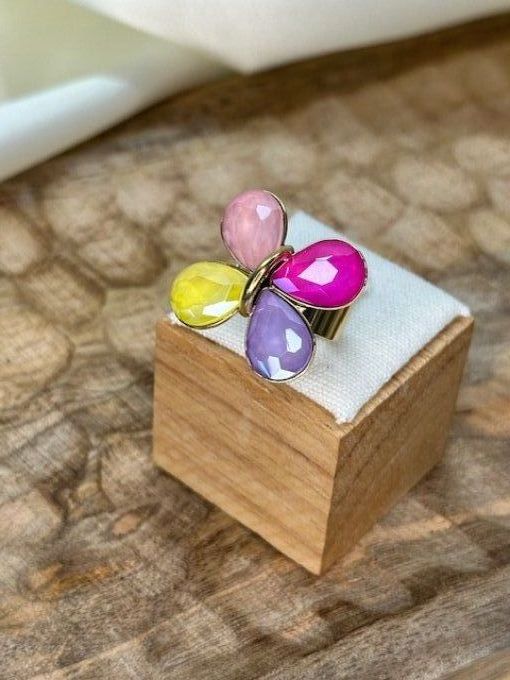 Bague papillon cristaux  au choix 