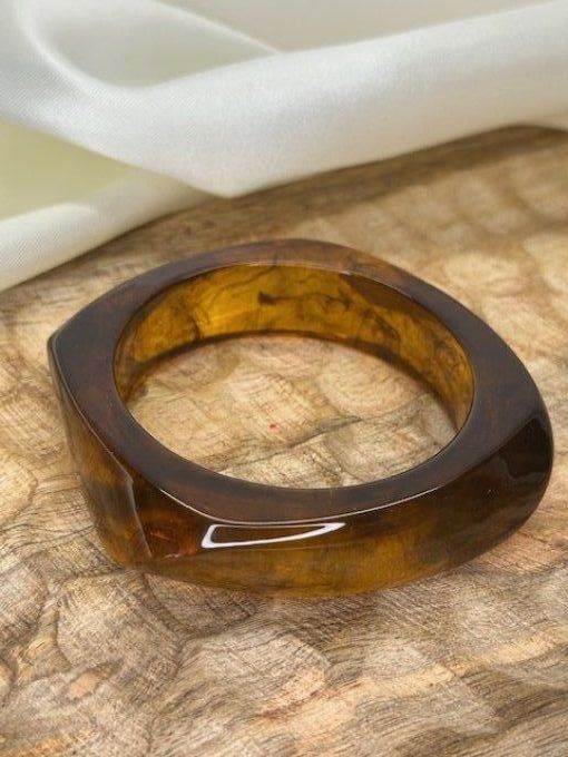 Bracelet resina marron effet ambre 
