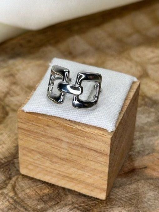 Bague maille carrée  argenté