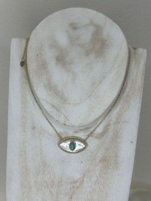 Collier fin oeil en pierre Nacre 